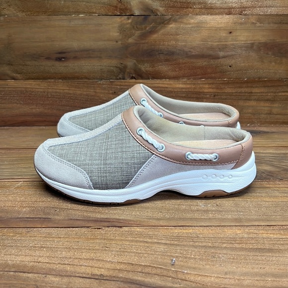 Easy Spirit Shoes - Easy Spirit Travelport Tie Rope Tan Leather Textile Upper Balance Clogs Womens 6